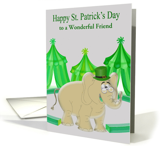 St. Patrick's Day, custom relationship, elephat wearing green hat card