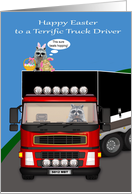 Easter to Truck Driver, general, raccoon driving a semi, Easter Bunny card