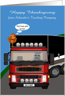 Thanksgiving to Truck Driver, business custom name, raccoon driving card