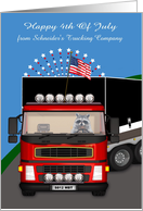 4th Of July to Truck Driver, business custom name, raccoon, semi card