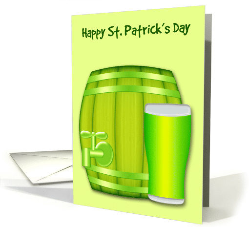 St. Patrick's Day Adult Humor with a Mini Keg and a Glass of Beer card
