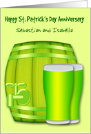 Anniversary on St. Patrick’s Day Custom Name with Green Beers card