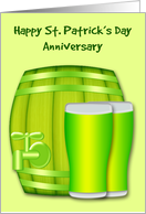 Anniversary on St. Patrick’s Day Adult Humor with a Mini Keg of Beer card