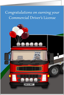 Commercial Drivers License Congratulations Semi Truck with a Raccoon card