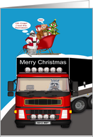 Christmas to Truck Driver, general, raccoon driving semi, Santa Claus card