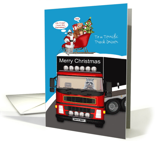 Christmas to Truck Driver, business custom name, raccoon... (1423176)