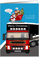 Christmas to Truck Driver, business custom name, raccoon driving semi card