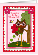 Thank You for the Valentine’s Day Gift, cute owl with hearts in frame card