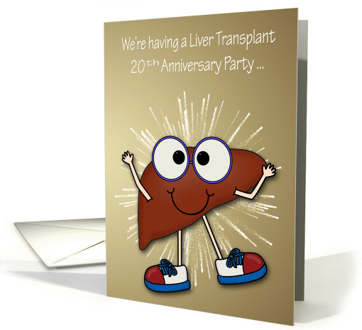Invitations, Liver Transplant 20th Anniversary Party, happy liver card