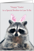 Easter to Brother-in-Law To Be, adorable raccoon wearing bunny ears card