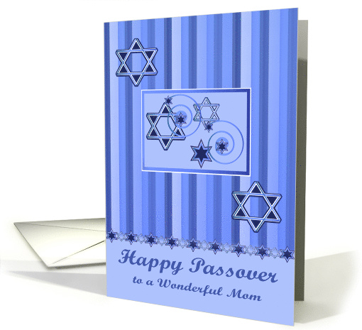 Passover to Mom Card with Star Of Davids against Shaded Stripes card