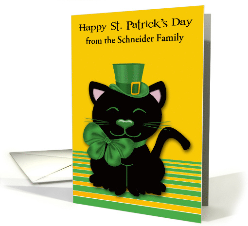 St. Patrick's Day Custom Name a Black Cat Wearing a... (1425776)