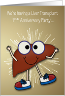 Invitation to Liver Transplant 1st Anniversary Party with Happy Liver card