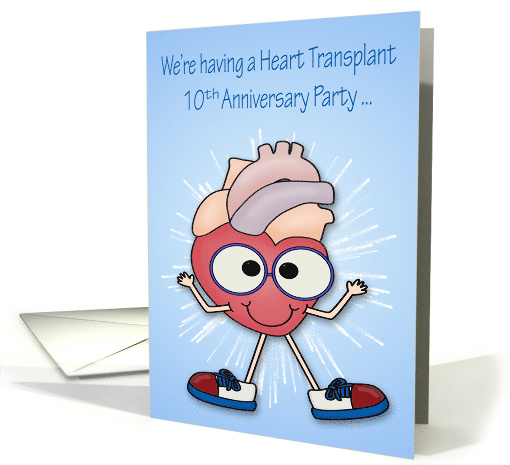 Invitations, Heart Transplant 10th Anniversary Party, happy heart card