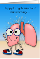 Anniversary of Lung Transplant Custom Year Card with Happy lungs card