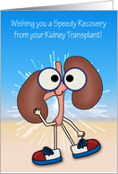 Get Well from Kidney Transplant Card wtth Happy Kidneys and Fireworks card