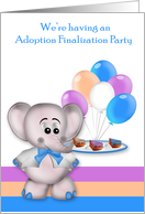 Invitations, Adoption Finalization Party, general, elephant, balloons card