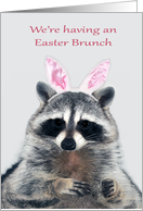 Invitations, Easter Brunch, an adorable raccoon wearing bunny ears card