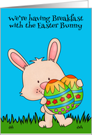 Invitations, Breakfast with the Easter Bunny, cute bunny holding eggs card