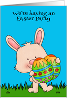 Invitations, Easter Party, adorable bunny holding decorated eggs card