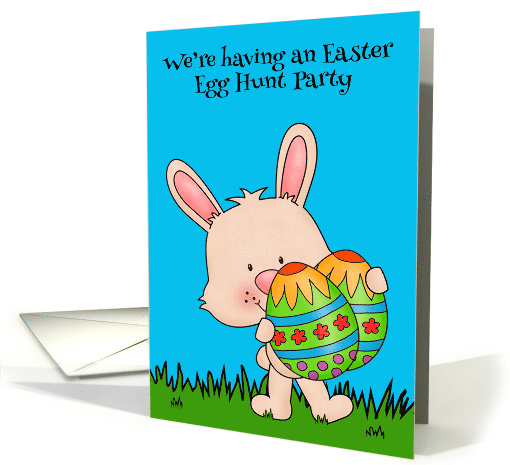 Invitations to Easter Egg Hunt Party, A bunny holding... (1427360)