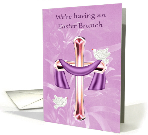 Invitations, Easter Brunch, Religious, cross with white... (1427376)