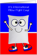 International Pillow Fight Day, April 2nd, humor, pillow in sneakers card