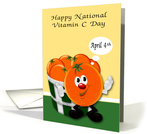National Vitamin C Day, April 4th, general, cut orange with smile card