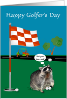 Golfer’s Day, April 1Oth, general, adorable raccoon with a golf balls card