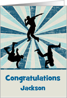 Congratulations on Dance Recital Custom Name with Male Silhouettes card