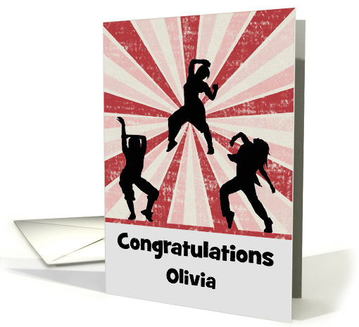 Congratulations on Dance Recital Custom Name Card for any Female card