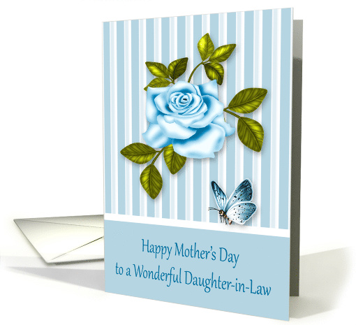 Mother's Day to Daughter-in-Law with a Blue Rose and a Butterfly card