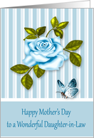 Mother’s Day to Daughter-in-Law with a Blue Rose and a Butterfly card