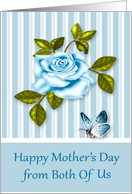 Mother’s Day from Both of Us with a Blue Rose and a Butterfly card