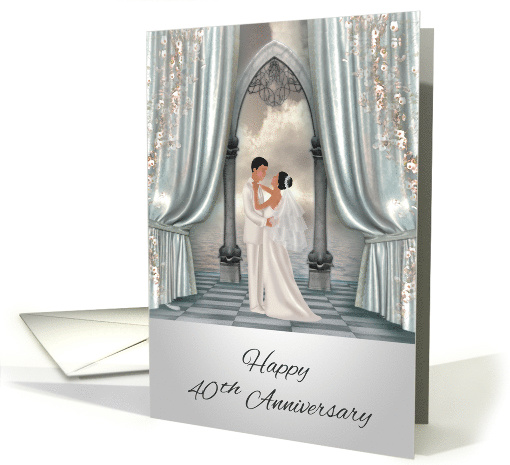 40th Wedding Anniversary with a Dark-skinned Bride and Groom card