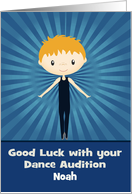 Good Luck, Audition, dance, ballet, custom name, blonde-haired boy card