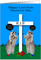 Lost Sock Memorial Day Observed on May 9th Raccoons with a Cross card