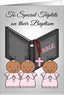 Congratulations, Baptism, dark-skinned triplet girls, general, pink card