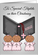 Congratulations, Christening, dark-skinned triplet girls, general card