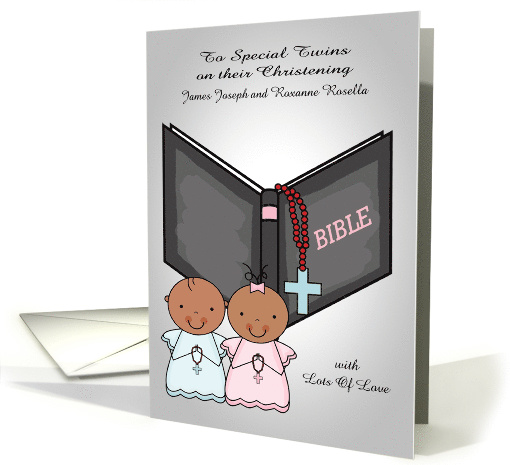 Congratulations, Christening, dark-skinned twins, custom... (1433638)