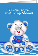 Invitations, Baby Shower, It’s A Boy, Mama bear with baby, blue card