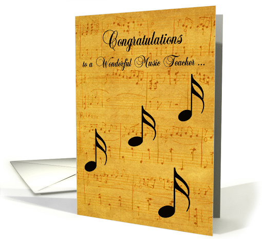 Congratulations on Retirement to Music Teacher with Sheet Music card