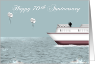 70th Wedding Anniversary Cruise Ship Theme with a Couple on a Ship card