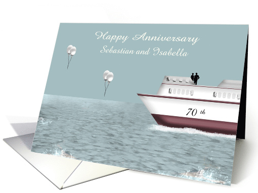 Wedding Anniversary Custom Name and Year with Cruise Ship Theme, card