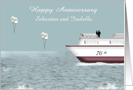 Wedding Anniversary Custom Name and Year with Cruise Ship Theme, card