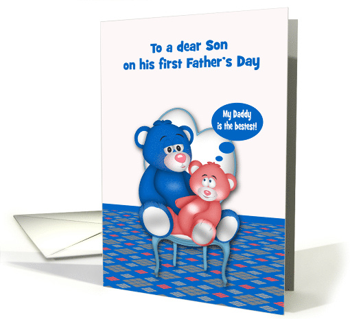 First Father's Day to Son Card with Cute Bears Sitting in a Chair card
