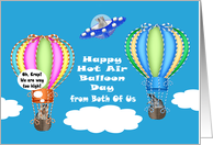 Hot Air Balloon Day, from Both Of Us, June 5th, raccoons in balloons card