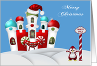 Christmas, general, Santa Claus workshop with an adorable penguin card