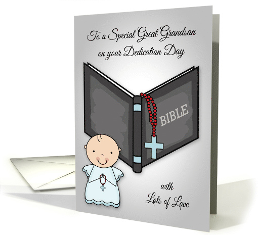 Congratulations on Dedication Day to Great Grandson with a Bible card
