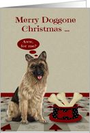 Christmas, general, German Sheperd with a bowl of big bones card